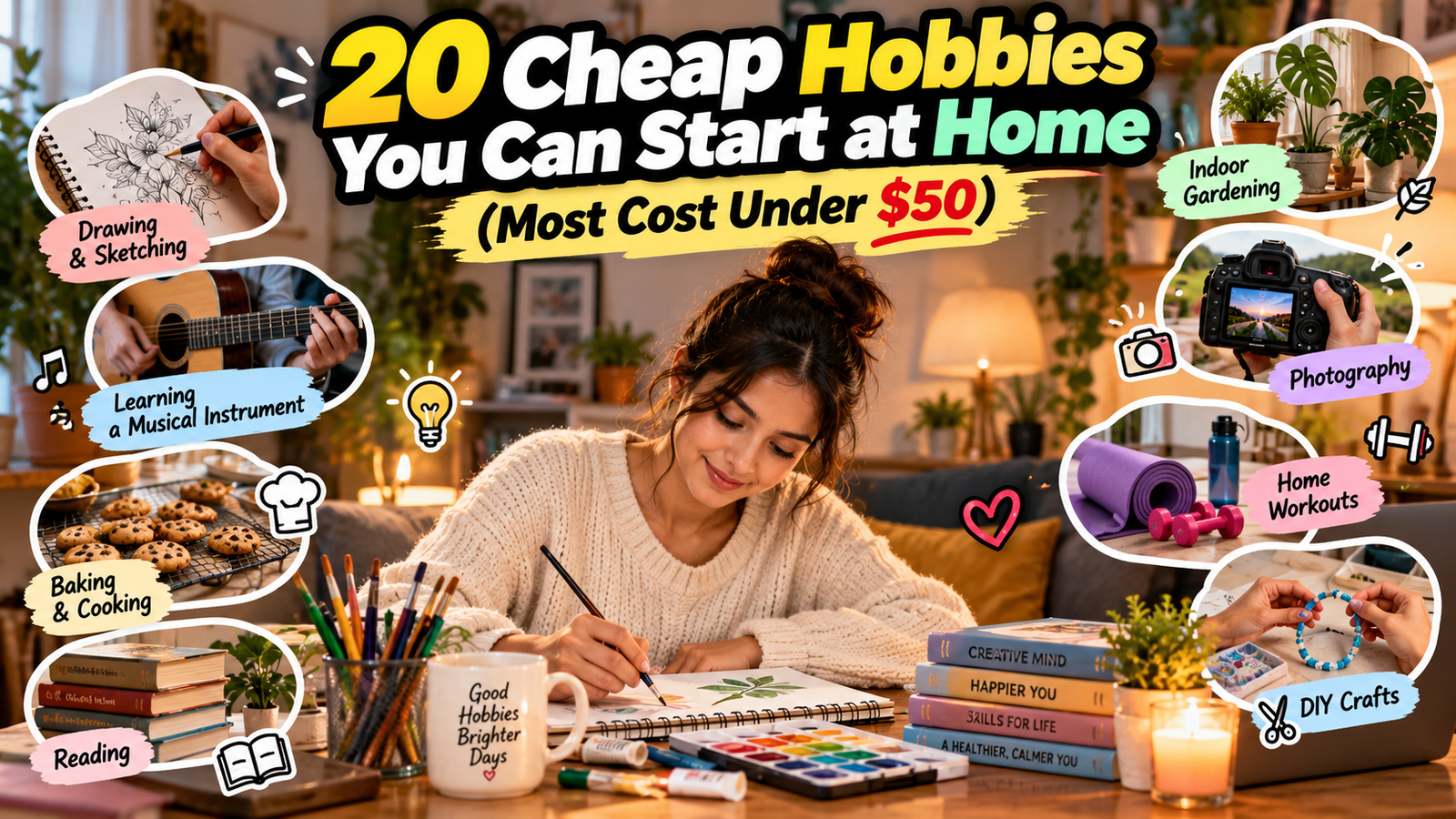 20 Cheap Hobbies You Can Start at Home (Most Cost Under $50)