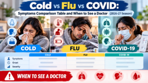 Cold vs Flu vs COVID: Symptoms Comparison Table and When to See a Doctor (2026-27 Season)