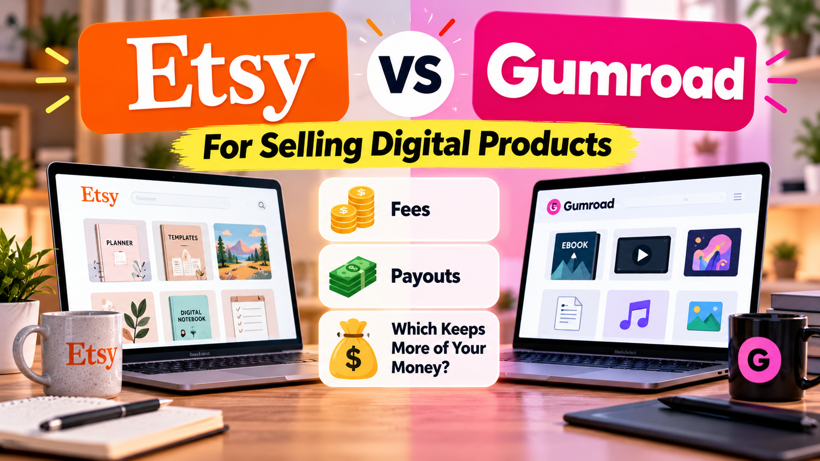 Etsy vs Gumroad for Selling Digital Products: Fees, Payouts and Which Keeps More of Your Money