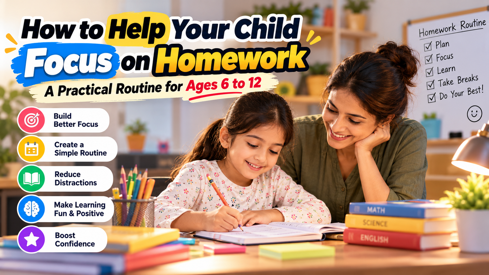 How to Help Your Child Focus on Homework: A Practical Routine for Ages 6 to 12