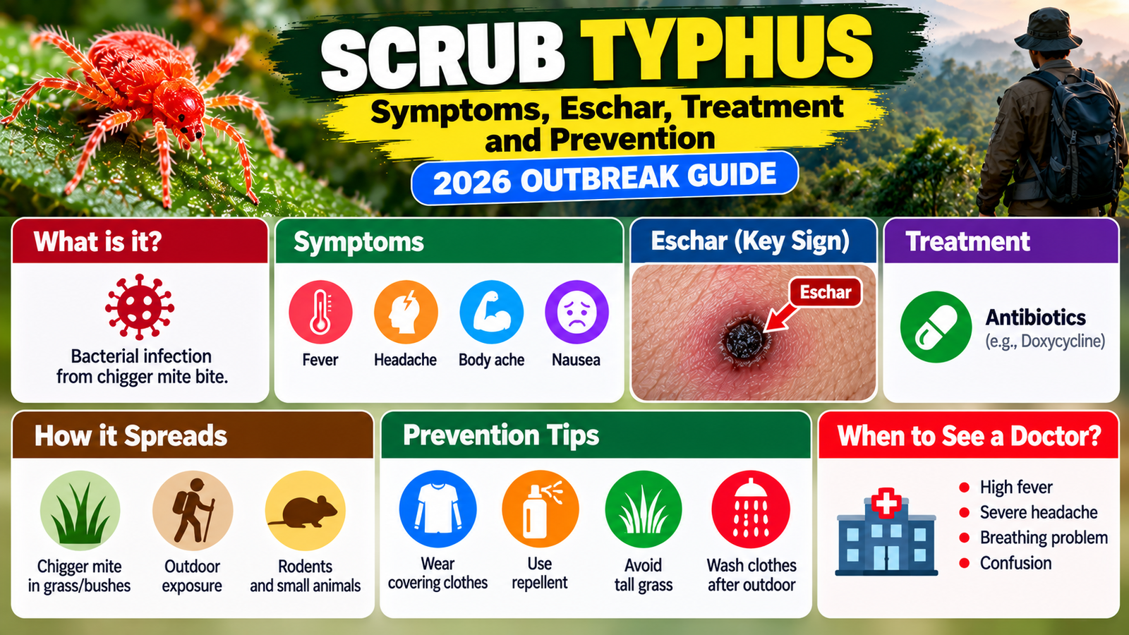 Scrub Typhus: Symptoms, Eschar, Treatment and Prevention (2026 Outbreak Guide)