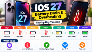 iOS 27 battery drain: iPhone Settings Battery screen showing usage