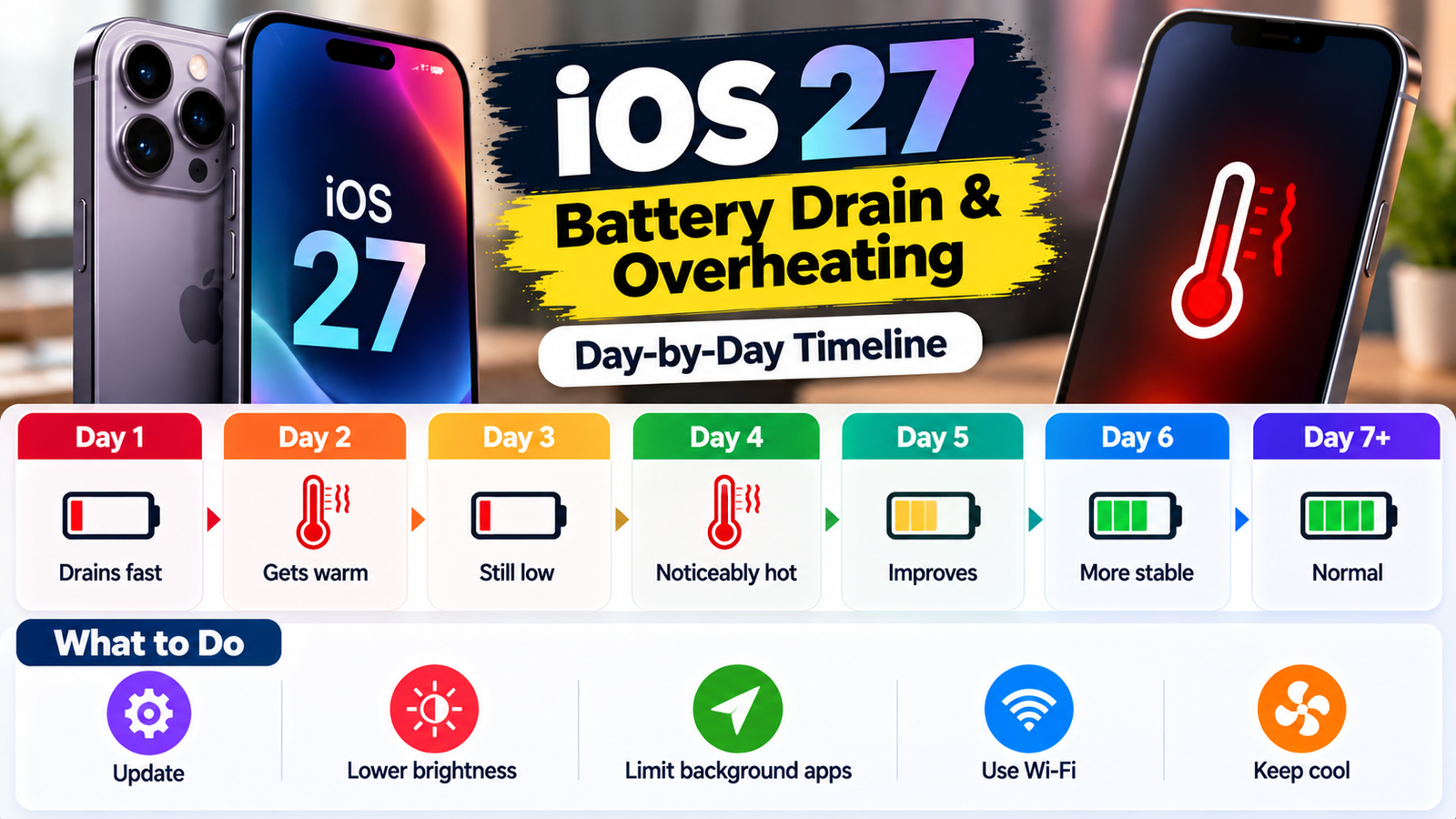 iOS 27 Battery Drain and Overheating: How Long It Lasts and What to Do (Day-by-Day Timeline)